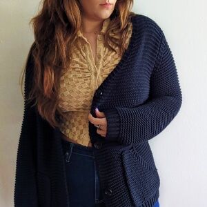 Black, Chunky, Knit Cardigan